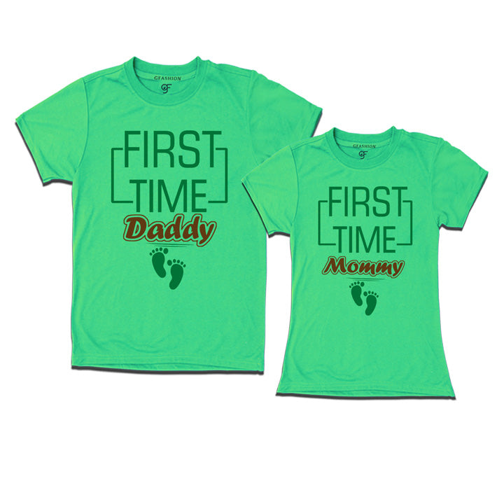 First Time Daddy Mommy T-Shirts-Pista Green-gfashion