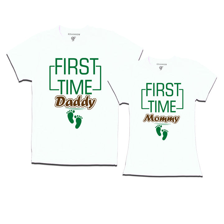First Time Daddy Mommy T-Shirts-White-gfashion