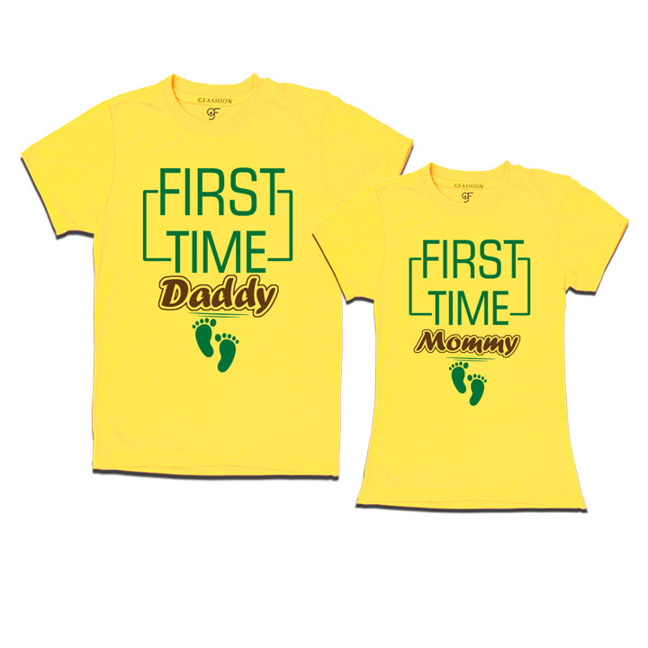 First Time Daddy Mommy T-Shirts-Yellow-gfashion