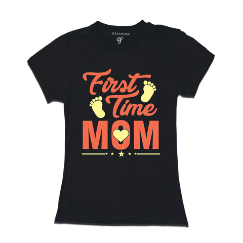 First Time Mom Maternity T-Shirts-Black-gfashion