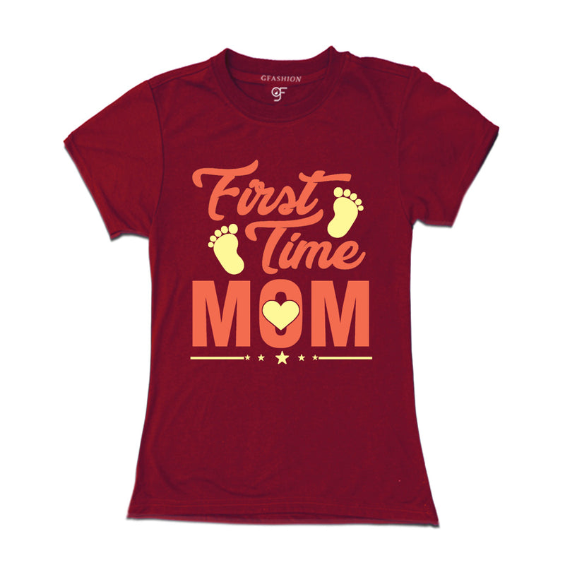 First Time Mom Maternity T-Shirts-Maroon-gfashion