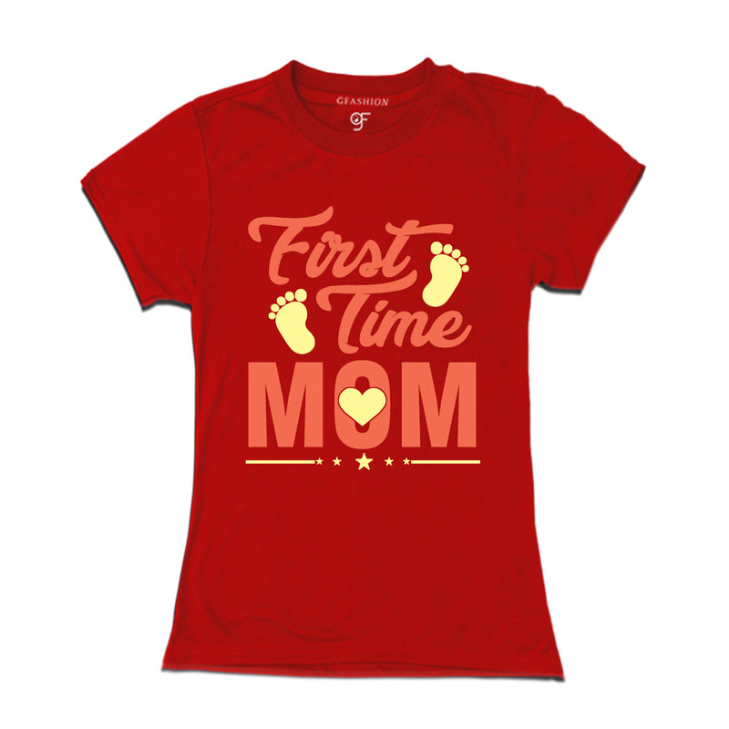 First Time Mom Maternity T-Shirts-Red-gfashion