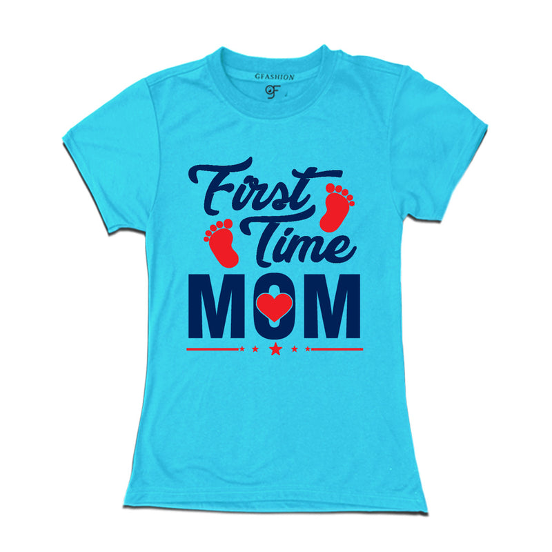 First Time Mom Maternity T-Shirts-Sky Blue-gfashion
