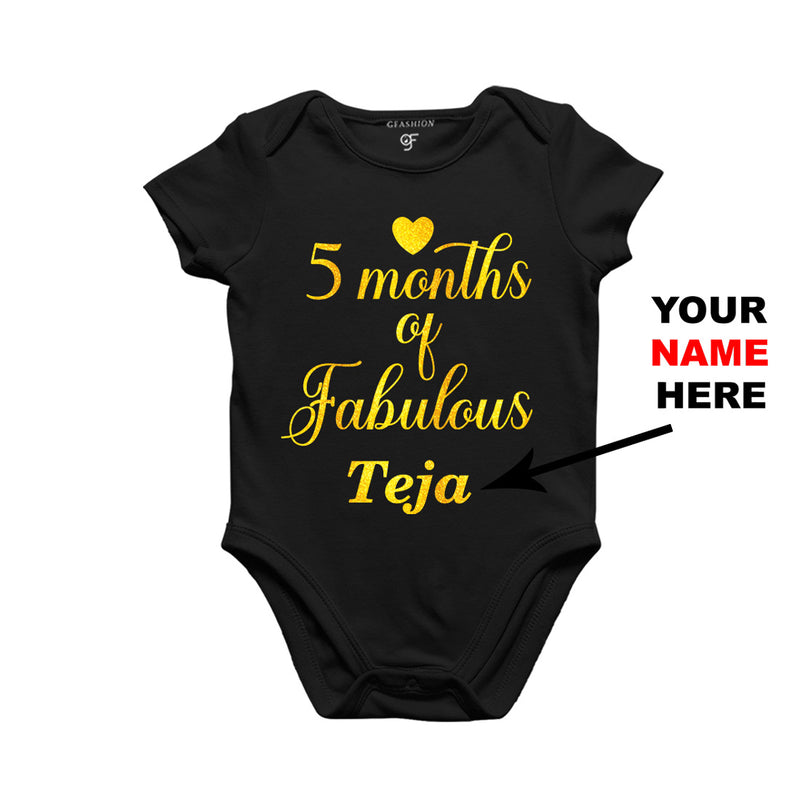 Five Months of Fabulous Baby Bodysuit or Rompers or Onesie-Name Customized in Black Color available @ gfashion.jpg