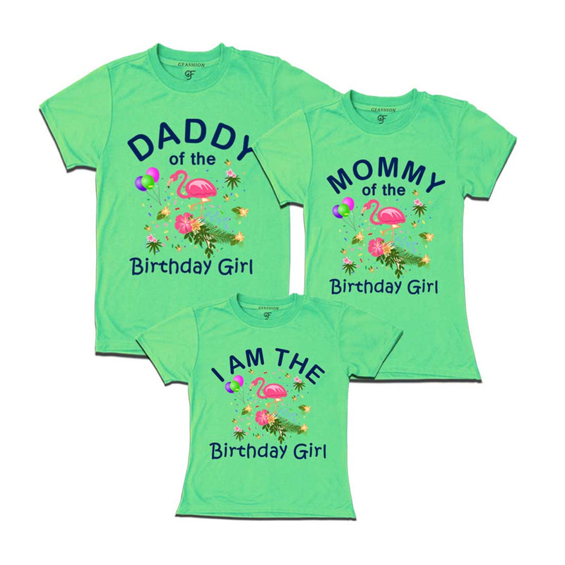 Flamingo Theme Birthday T-shirts for Dad Mom and Daughter