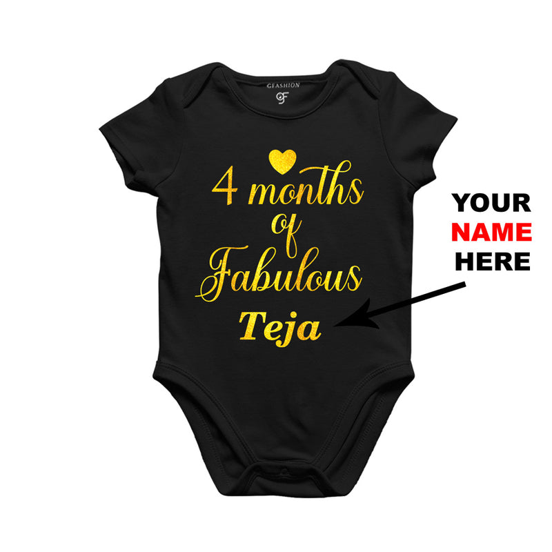 Four Months of Fabulous Baby Bodysuit or Rompers or Onesie-Name Customized in Black Color available @ gfashion.jpg