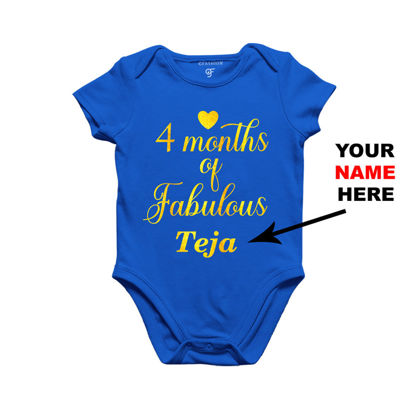 Four Months of Fabulous Baby Bodysuit or Rompers or Onesie-Name Customized in Blue Color available @ gfashion.jpg