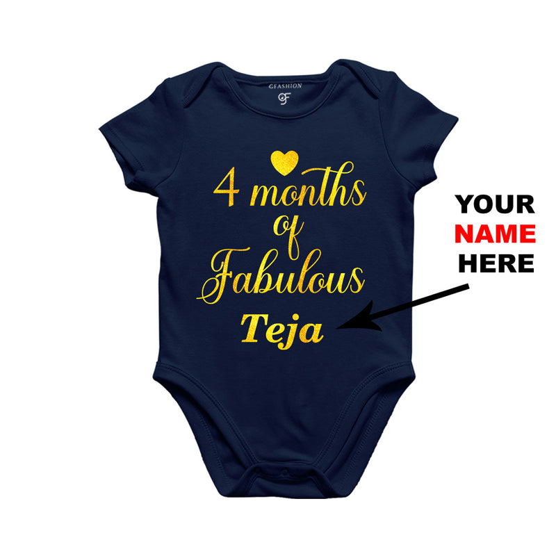 Four Months of Fabulous Baby Bodysuit or Rompers or Onesie-Name Customized in Navy Color available @ gfashion.jpg