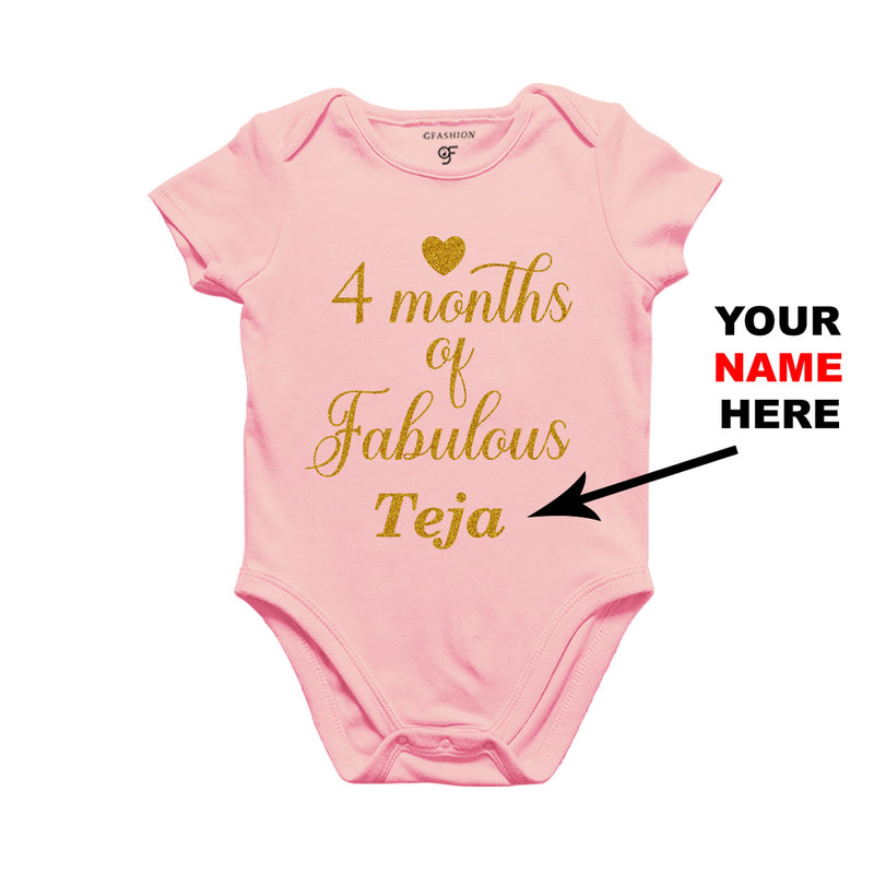 Four Months of Fabulous Baby Bodysuit or Rompers or Onesie-Name Customized in Pink Color available @ gfashion.jpg