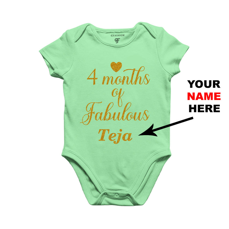 Four Months of Fabulous Baby Bodysuit or Rompers or Onesie-Name Customized in Pista Green Color available @ gfashion.jpg
