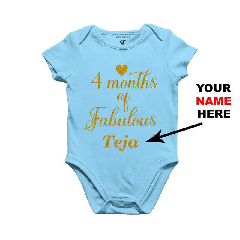 Four Months of Fabulous Baby Bodysuit or Rompers or Onesie-Name Customized in Sky Blue Color available @ gfashion.jpg