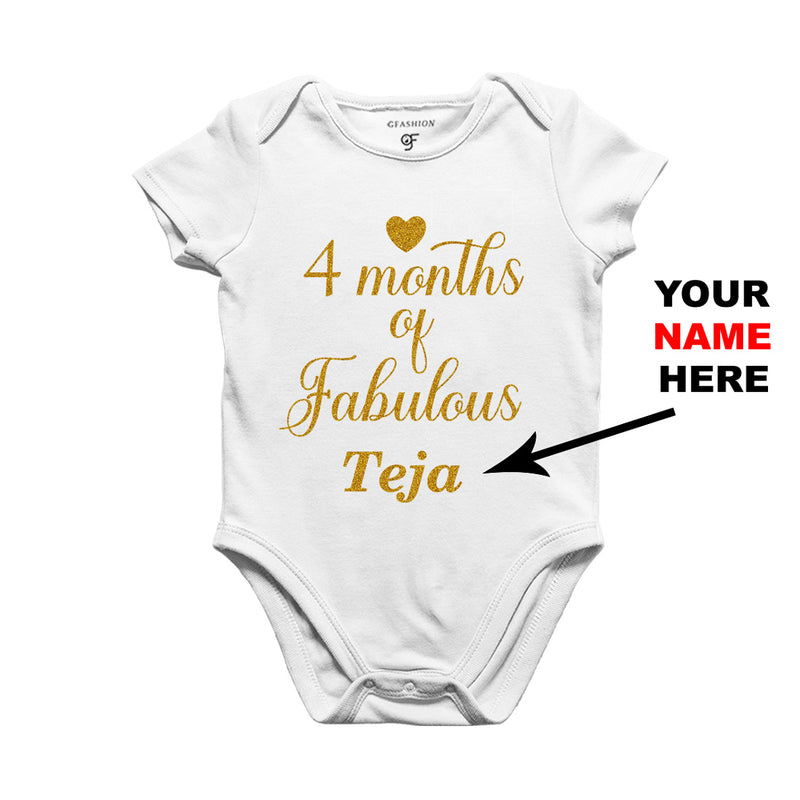 Four Months of Fabulous Baby Bodysuit or Rompers or Onesie-Name Customized in White Color available @ gfashion.jpg