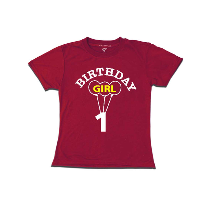 Girl First Birthday T-shirt-Maroon-gfashion 