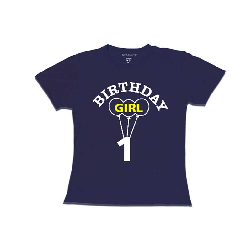 Girl First Birthday T-shirt-Navy-gfashion 
