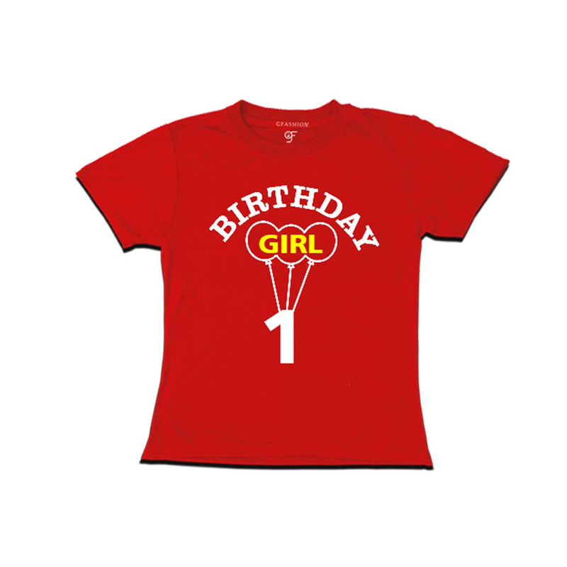 Girl First Birthday T-shirt-Red-gfashion 