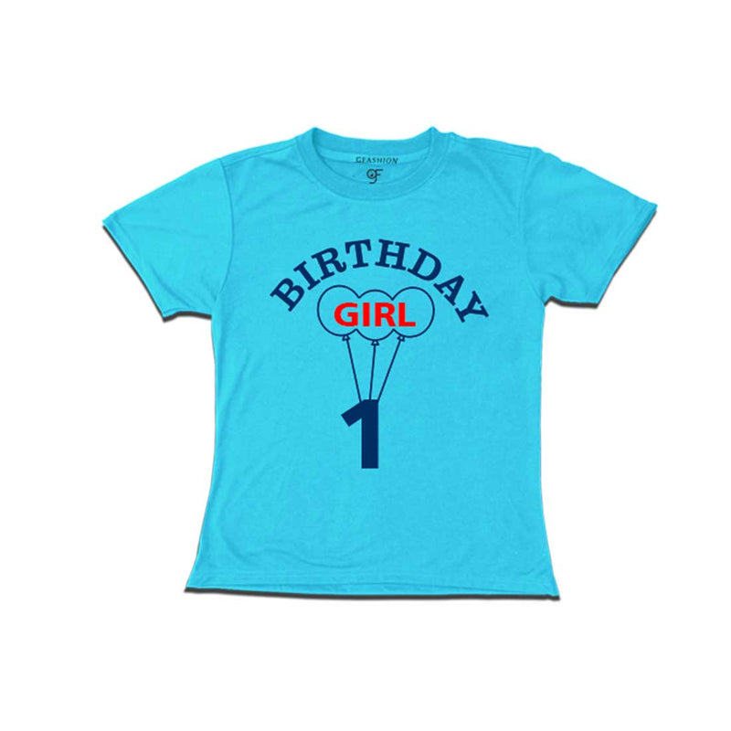 Girl First Birthday T-shirt-Sky Blue-gfashion 