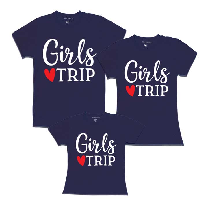 Girls Trip Dad Mom Daughter T-shirts-navy-gfashion