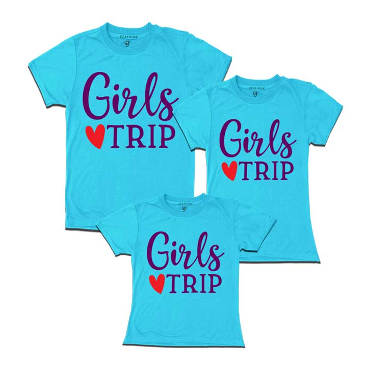 Girls Trip Dad Mom Daughter T-shirts-skyblue-gfashion