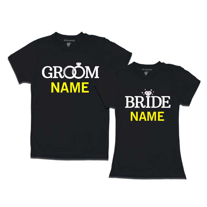 Groom and bride customize t shirts  for pre wedding shoot