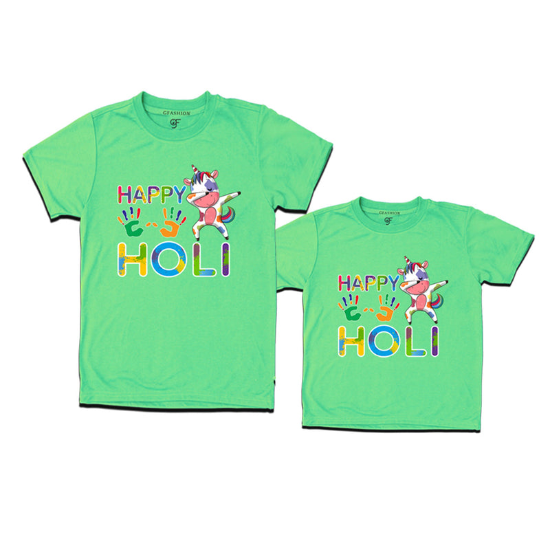 Happy Holi Combo T-shirts in Pista Green Color available @ gfashion.jpg