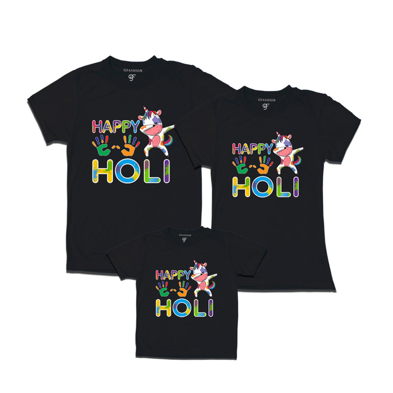 Happy Holi T-shirts for Dad Mom and Kids in Black Color available @ gfashion.jpg