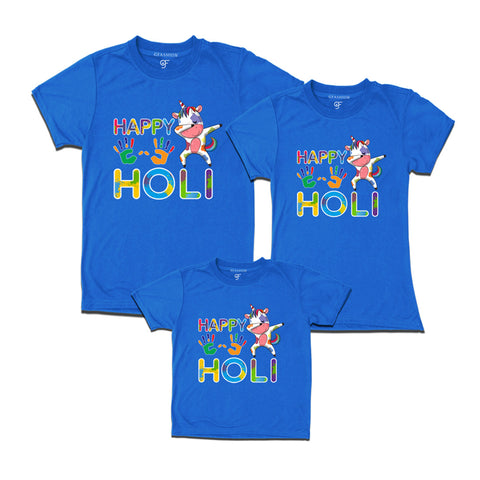 Happy Holi T-shirts for Dad Mom and Kids in Blue Color available @ gfashion.jpg