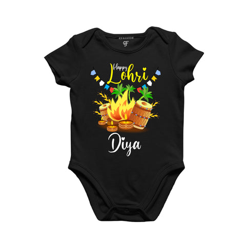 Happy Lohri Baby Onesie-Name Customized in Black Color available @ gfashion.jpg