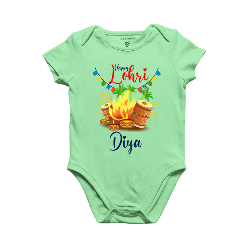 Happy Lohri Baby Onesie-Name Customized in Pista Green Color available @ gfashion.jpg