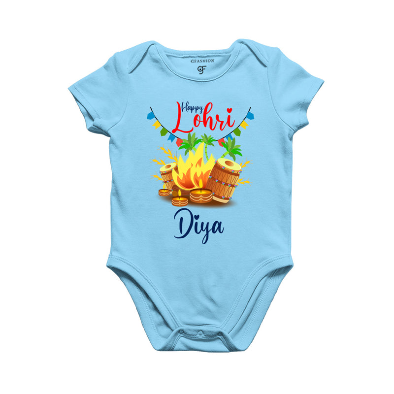 Happy Lohri Baby Onesie-Name Customized in Sky Blue Color available @ gfashion.jpg