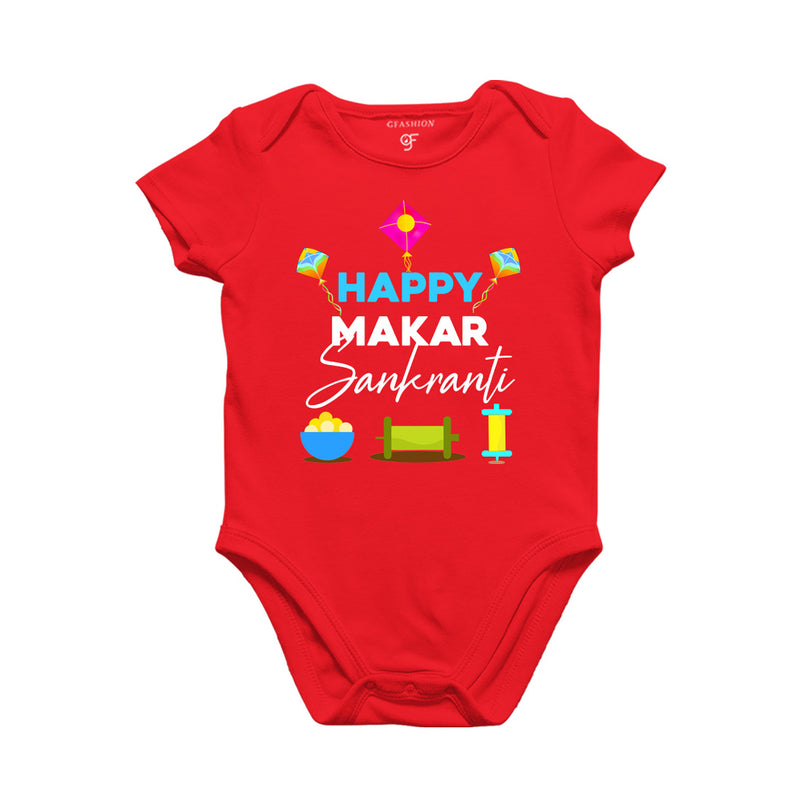 Happy Makar Sankranti-Baby Onesie in Red Color avilable @ gfashion.jpg
