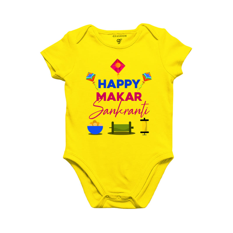 Happy Makar Sankranti-Baby Onesie in Yellow Color avilable @ gfashion.jpg