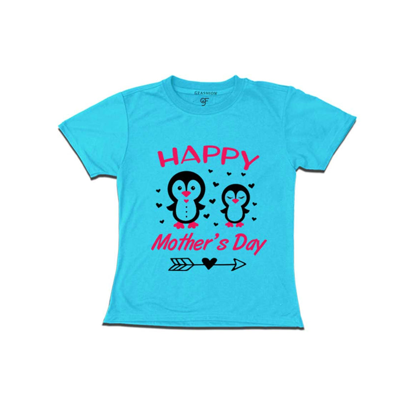 Happy Mother's Day Print With Daughter T-shirts-Sky Blue-gfashion