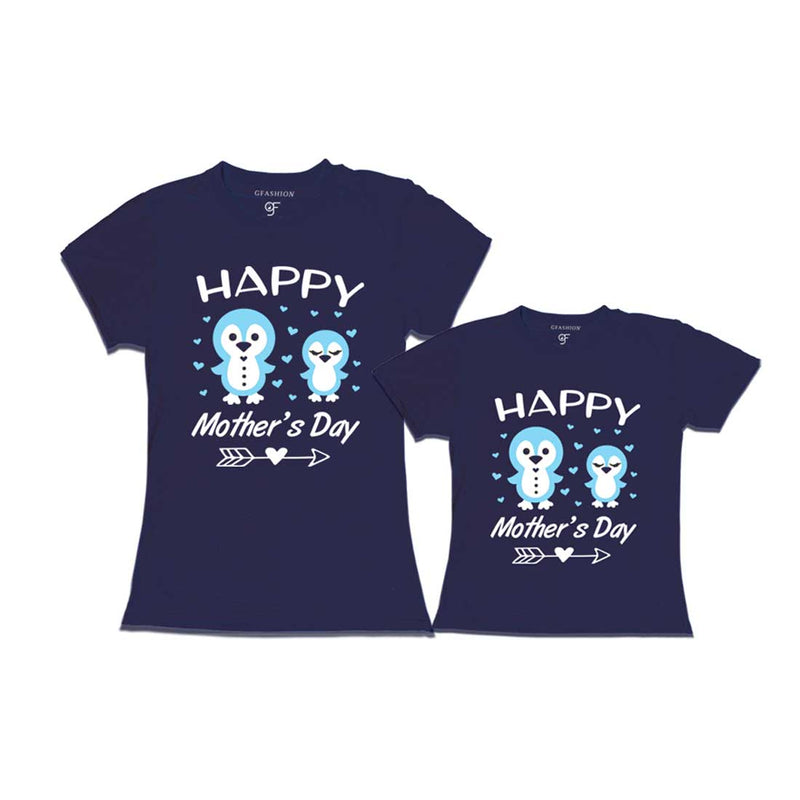Happy Mother's Day Print With Mom and Daughter T-shirts-Navy-gfashion