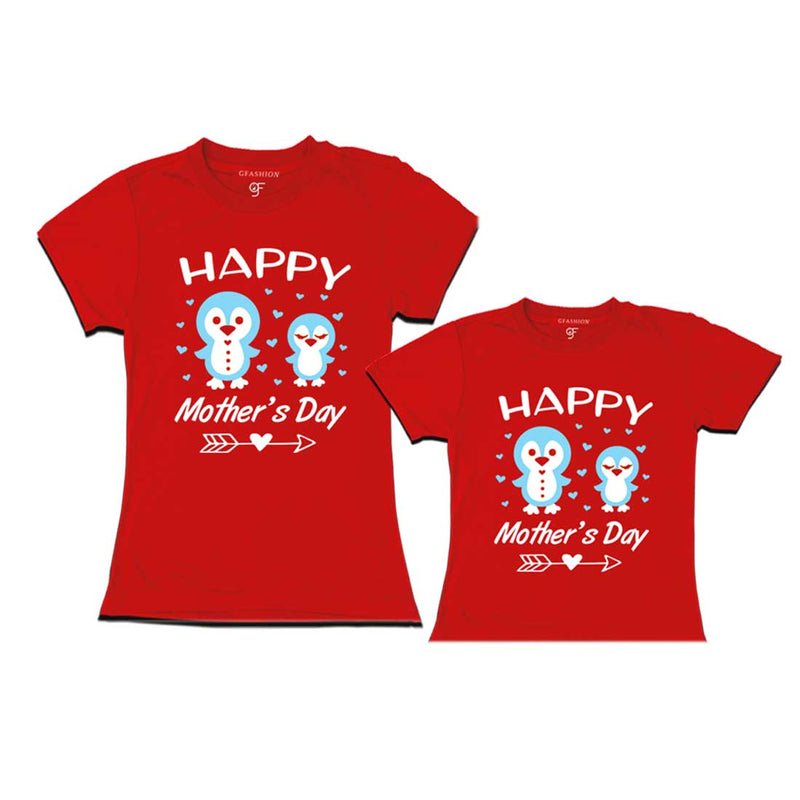 Happy Mother's Day Print With Mom and Daughter T-shirts-Red-gfashion