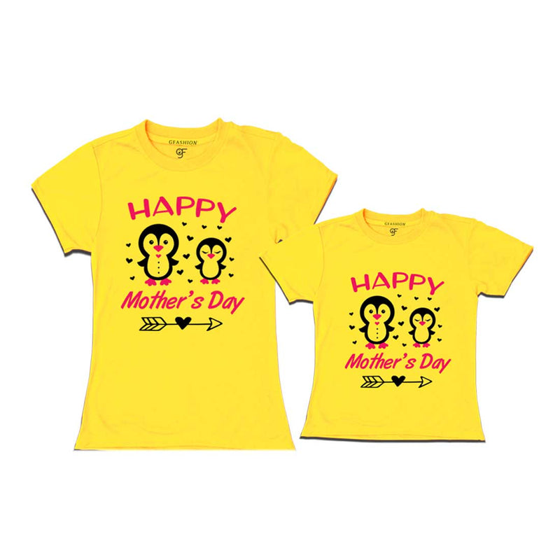 Happy Mother's Day Print With Mom and Daughter T-shirts-Yellow-gfashion