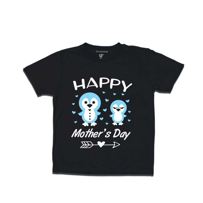 Happy Mother's Day Print with Son T-shirt-Black-gfashion