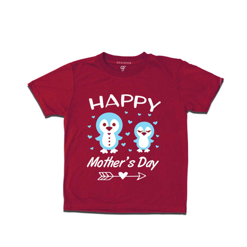 Happy Mother's Day Print with Son T-shirt-Maroon-gfashion