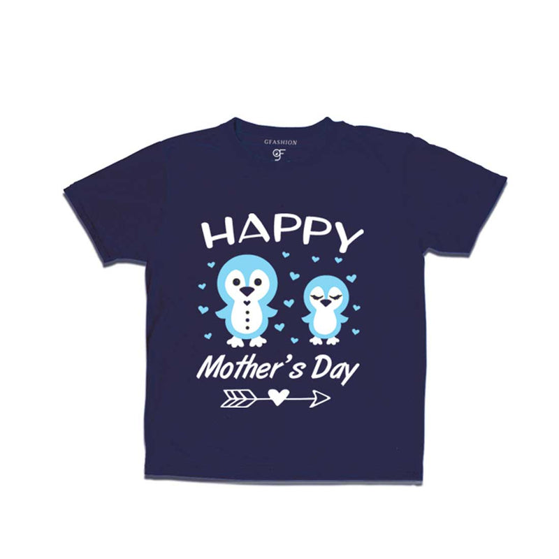 Happy Mother's Day Print with Son T-shirt-Navy-gfashion