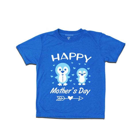 Happy Mother's Day Print with Son T-shirt-Blue-gfashion