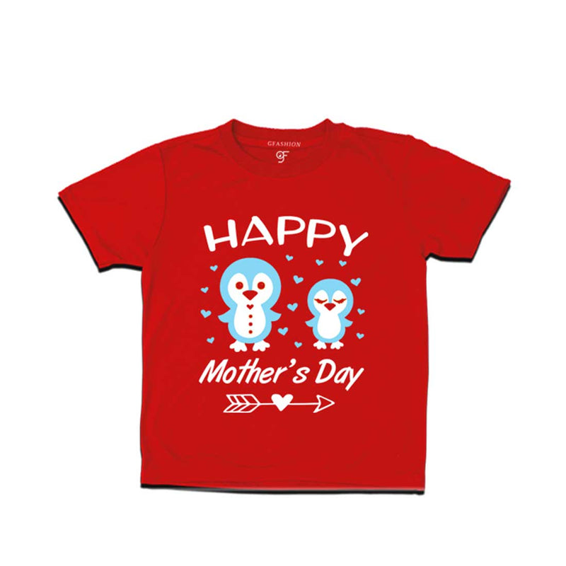 Happy Mother's Day Print with Son T-shirt-Red-gfashion