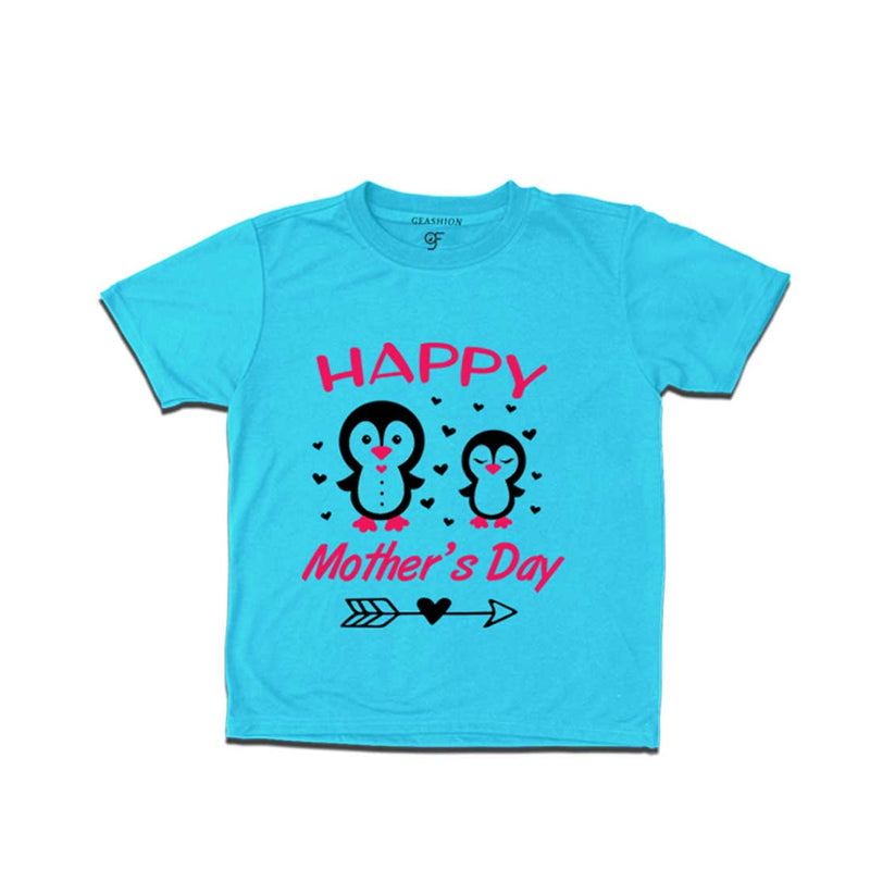 Happy Mother's Day Print with Son T-shirt-Sky Blue-gfashion