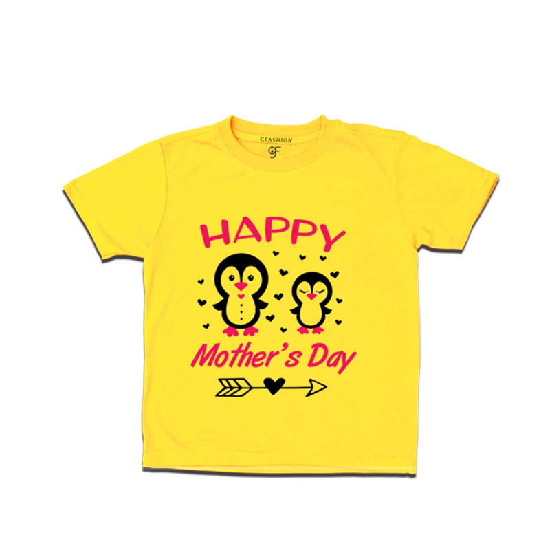 Happy Mother's Day Print with Son T-shirt-Yellow-gfashion