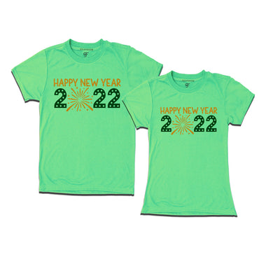 Happy New Year 2022 T-shirts For Couples in Pista Green Color available @ gfashion.jpg