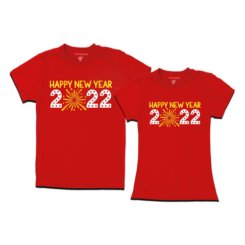 Happy New Year 2022 T-shirts For Couples in Red Color available @ gfashion.jpg