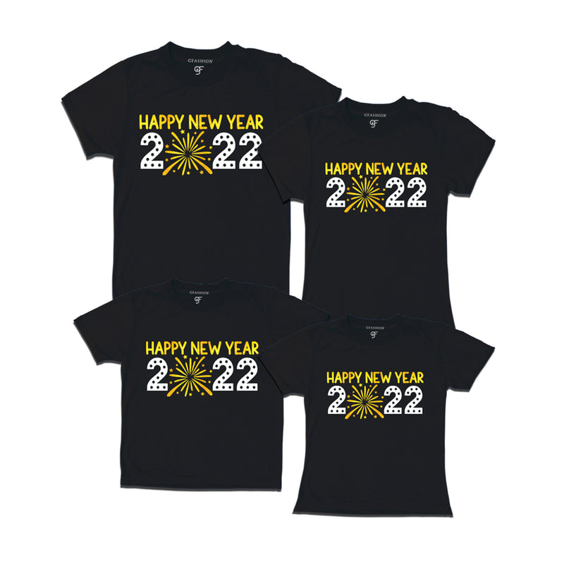 Happy New Year 2022 T-shirts for Family-Set of 4 in Black Color available @ gfashion.jpg