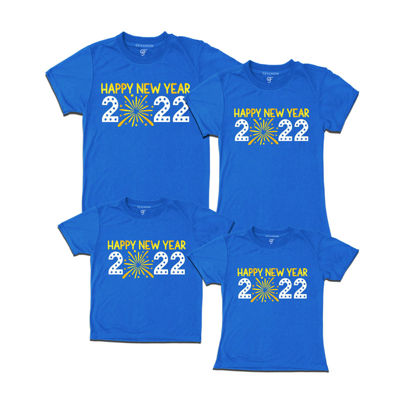 Happy New Year 2022 T-shirts for Family-Set of 4 in Blue Color available @ gfashion.jpg