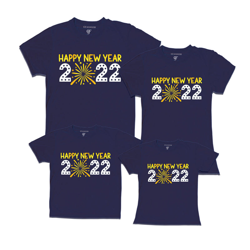 Happy New Year 2022 T-shirts for Family-Set of 4 in Navy Color available @ gfashion.jpg