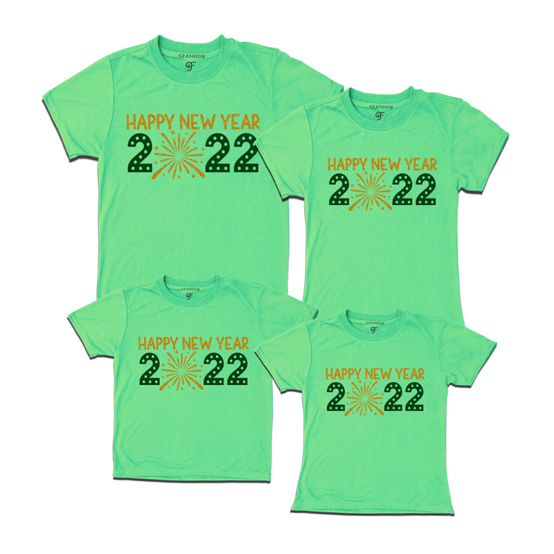 Happy New Year 2022 T-shirts for Family-Set of 4 in Pista Green Color available @ gfashion.jpg