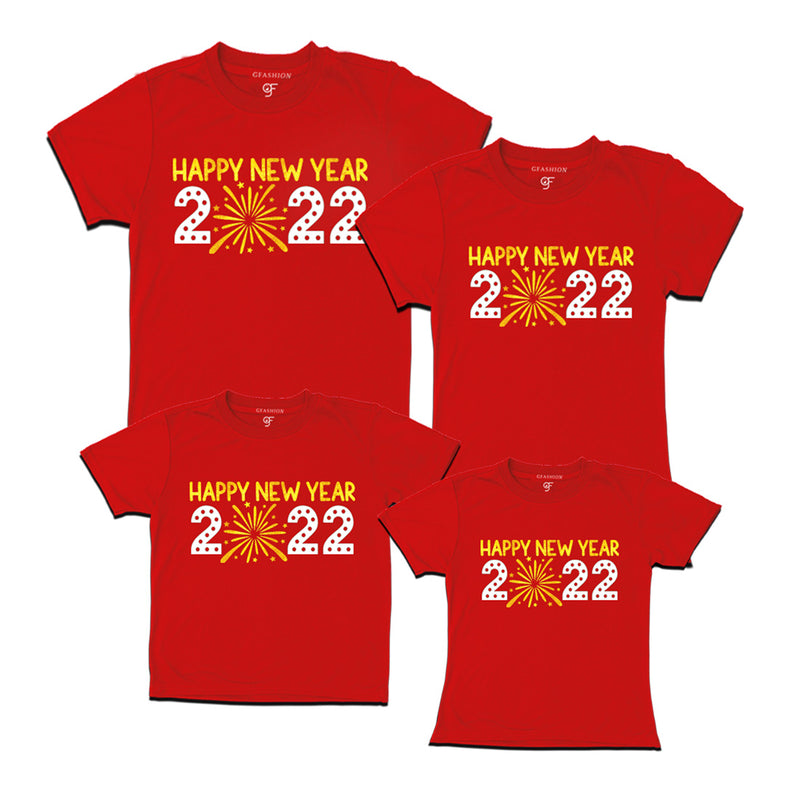 Happy New Year 2022 T-shirts for Family-Set of 4 in Red Color available @ gfashion.jpg