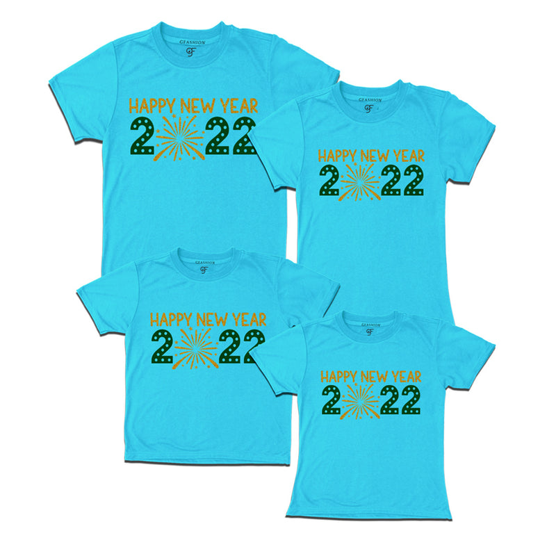 Happy New Year 2022 T-shirts for Family-Set of 4 in Sky Blue Color available @ gfashion.jpg